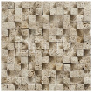 Classic Travertine Cubic Blasting Mosaic | Dlt 1108